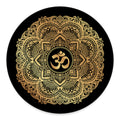 Gold Om Mandala Print Round Floor Mat