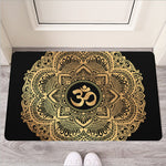 Gold Om Mandala Print Rubber Doormat