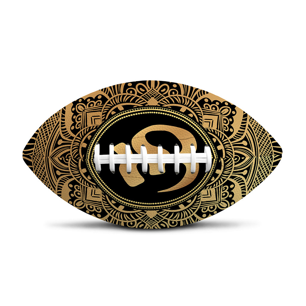 Gold Om Mandala Print Rugby Ball
