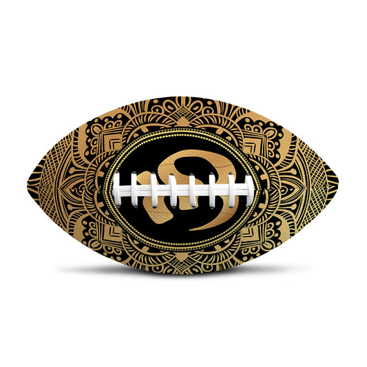 Gold Om Mandala Print Rugby Ball