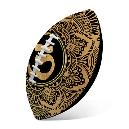 Gold Om Mandala Print Rugby Ball