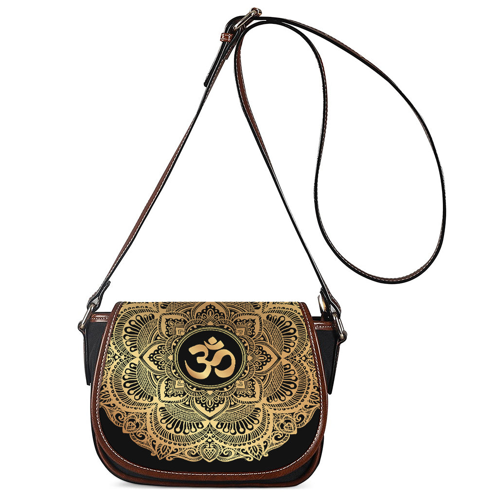 Gold Om Mandala Print Saddle Bag