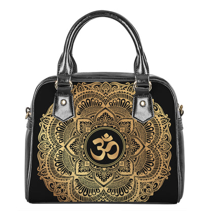 Gold Om Mandala Print Shoulder Handbag