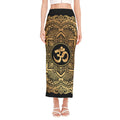 Gold Om Mandala Print Side Slit Maxi Skirt
