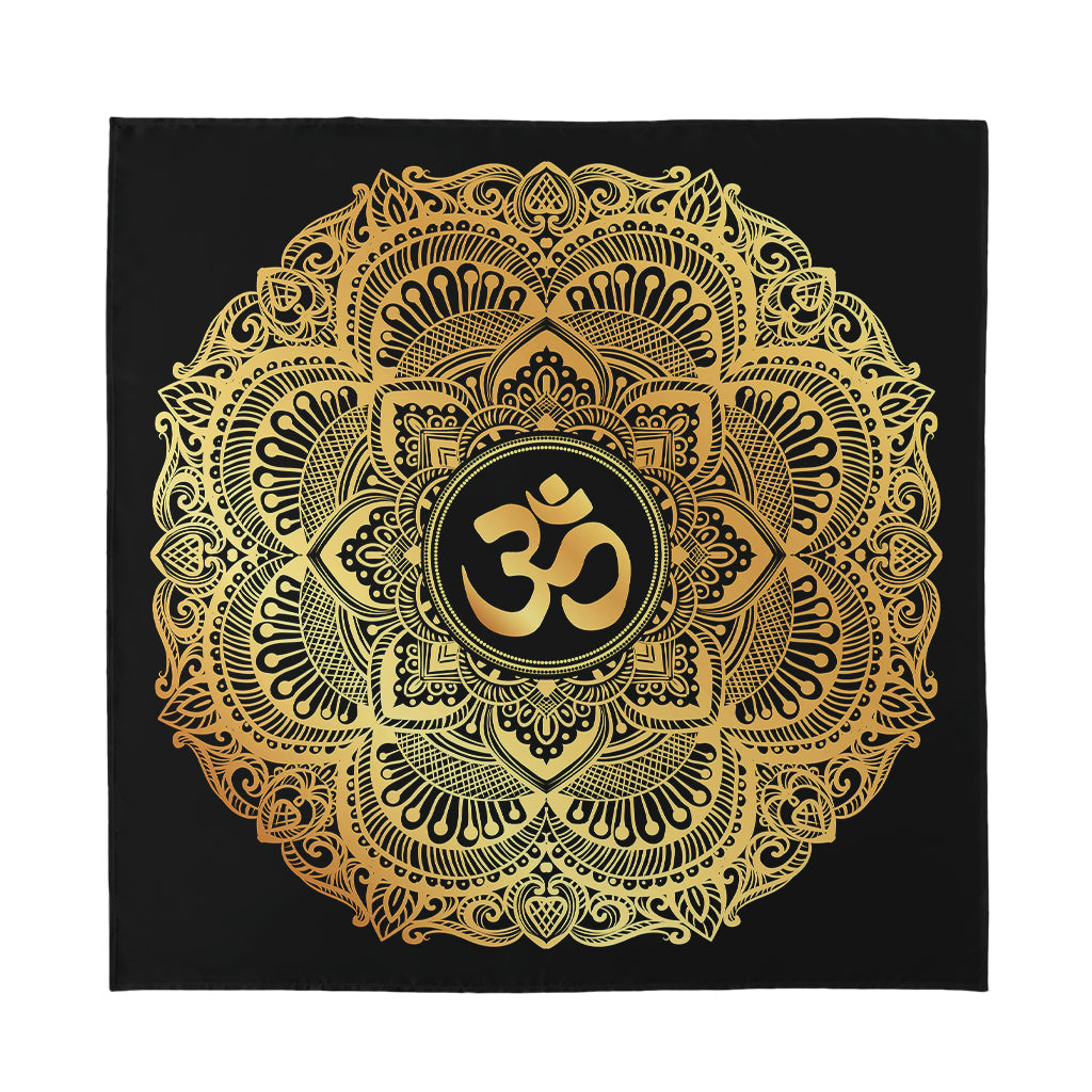 Gold Om Mandala Print Silk Bandana