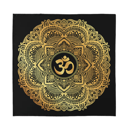 Gold Om Mandala Print Silk Bandana