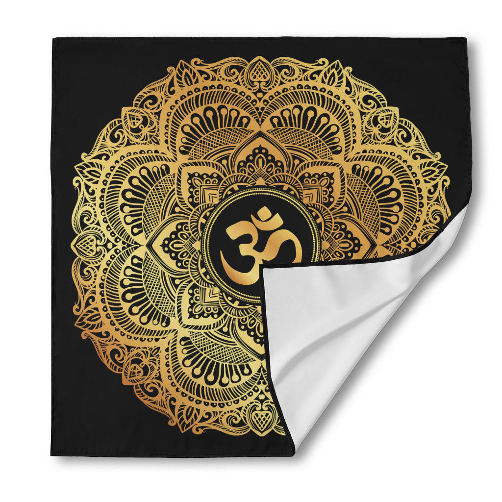 Gold Om Mandala Print Silk Bandana