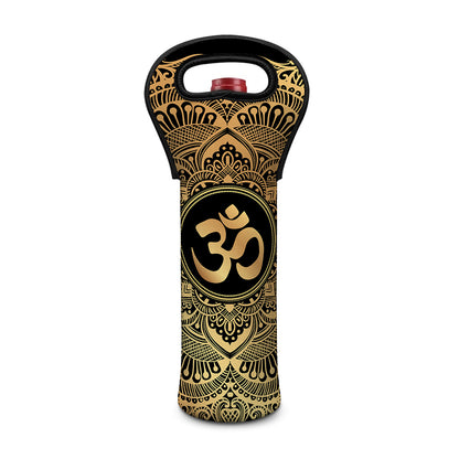 Gold Om Mandala Print Single Neoprene Wine Tote