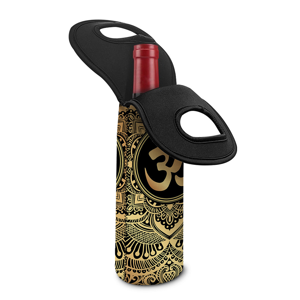 Gold Om Mandala Print Single Neoprene Wine Tote