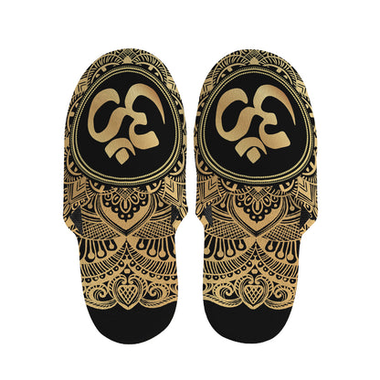 Gold Om Mandala Print Slippers