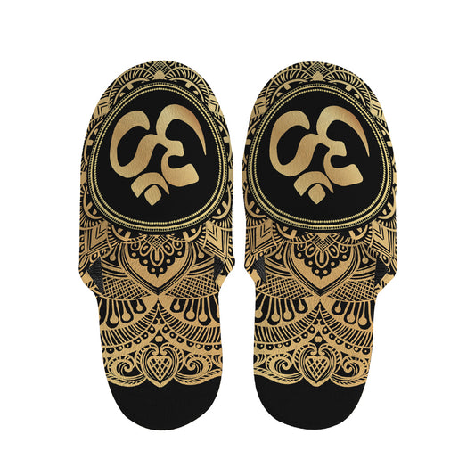 Gold Om Mandala Print Slippers