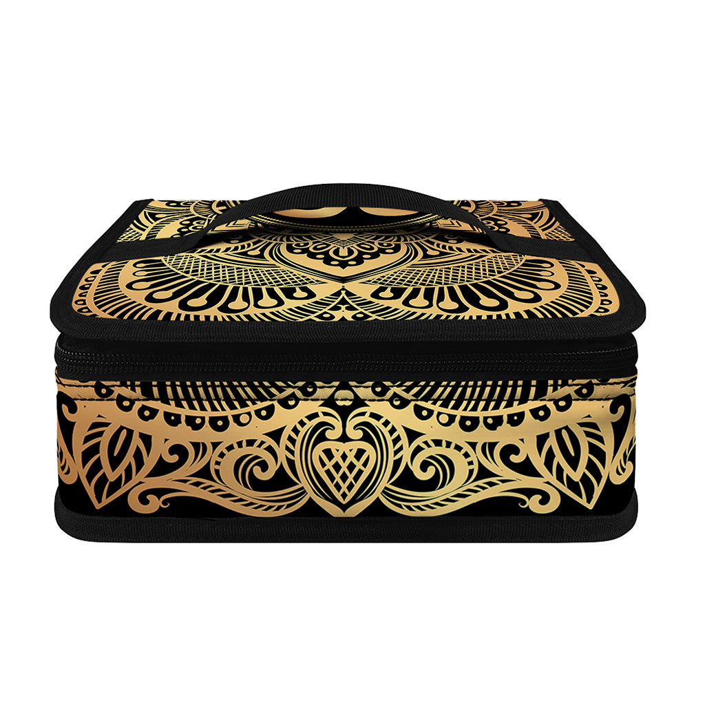 Gold Om Mandala Print Small Lunch Bag