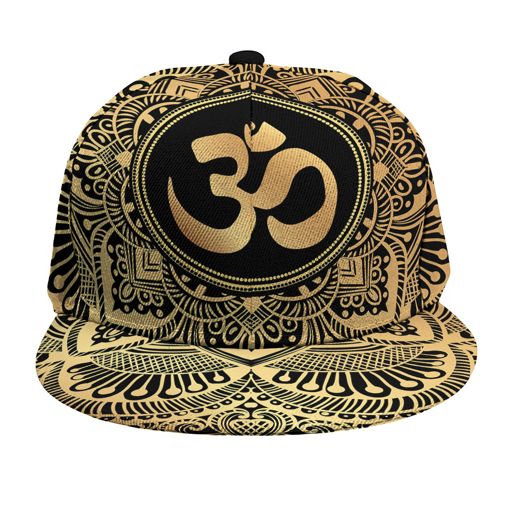 Gold Om Mandala Print Snapback Cap