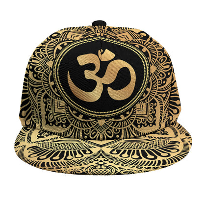 Gold Om Mandala Print Snapback Cap