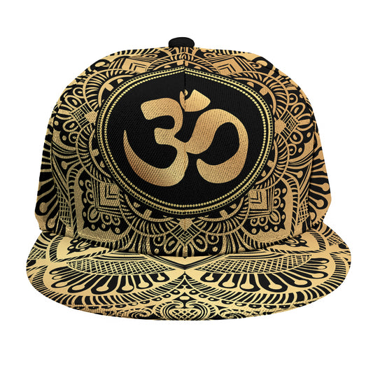 Gold Om Mandala Print Snapback Cap