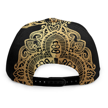 Gold Om Mandala Print Snapback Cap
