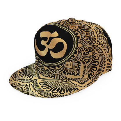 Gold Om Mandala Print Snapback Cap
