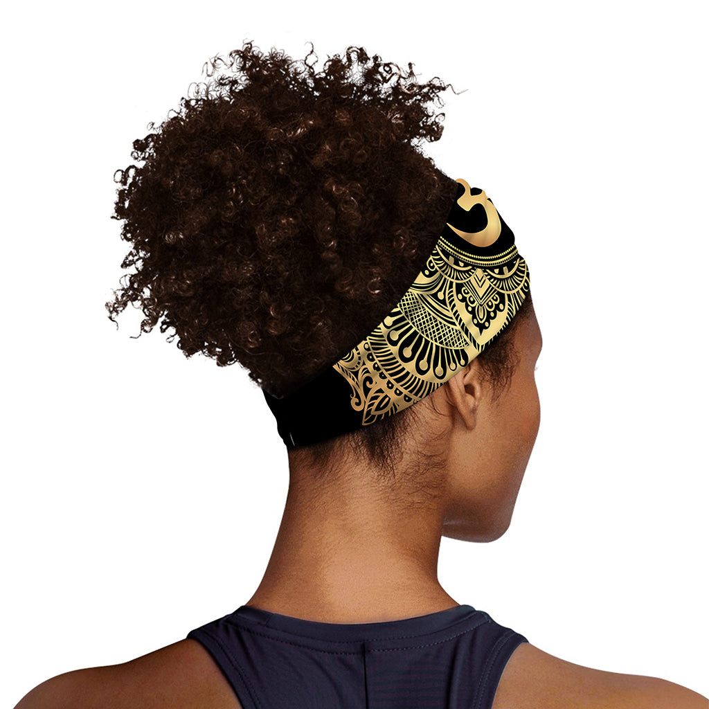 Gold Om Mandala Print Sports Headband