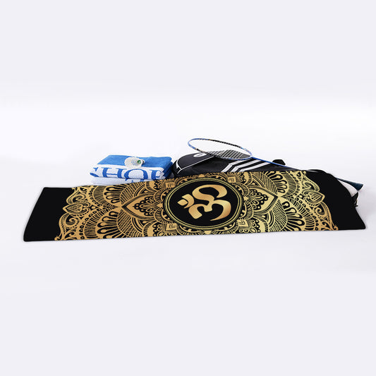 Gold Om Mandala Print Sports Towel