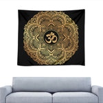 Gold Om Mandala Print Tapestry