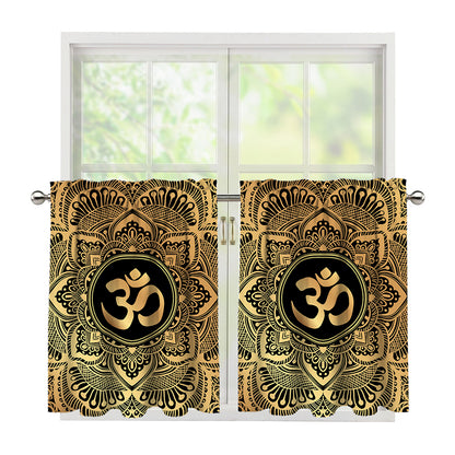 Gold Om Mandala Print Tier Curtains