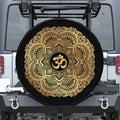 Gold Om Mandala Print Tire Cover