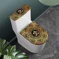 Gold Om Mandala Print Toilet Lid And Tank Cover Set