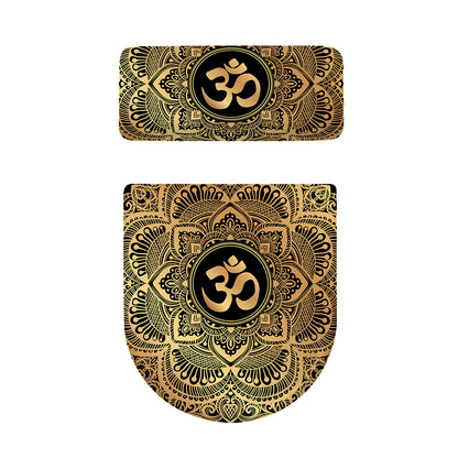 Gold Om Mandala Print Toilet Lid And Tank Cover Set