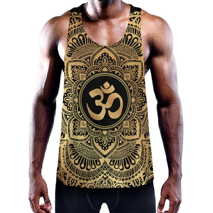 Gold Om Mandala Print Training Tank Top