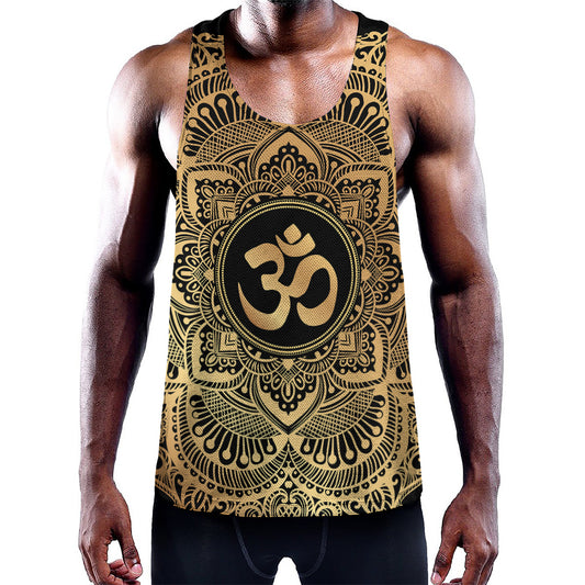 Gold Om Mandala Print Training Tank Top