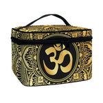 Gold Om Mandala Print Travel Makeup Bag