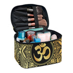 Gold Om Mandala Print Travel Makeup Bag