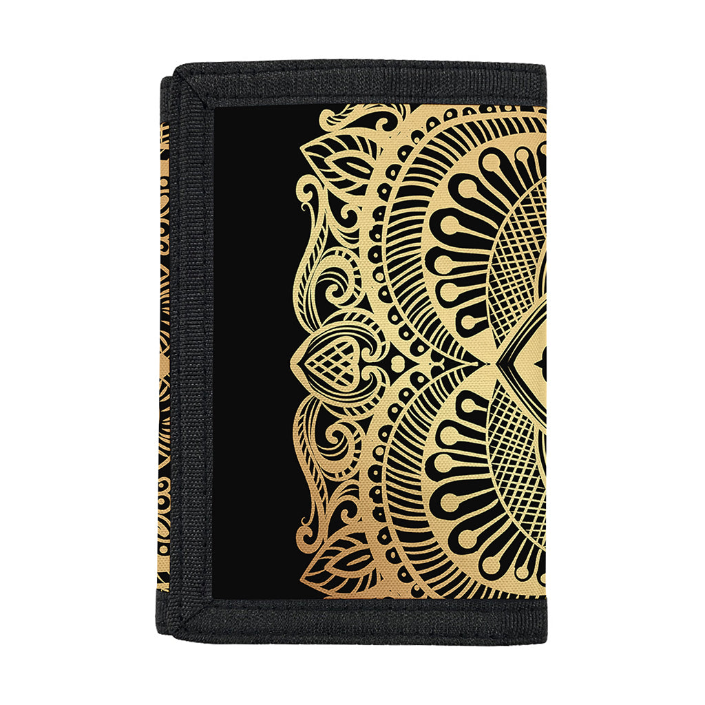 Gold Om Mandala Print Trifold Wallet