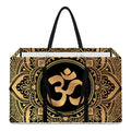 Gold Om Mandala Print Utility Tote Bag