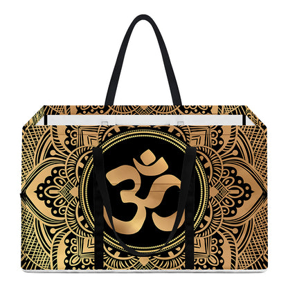 Gold Om Mandala Print Utility Tote Bag