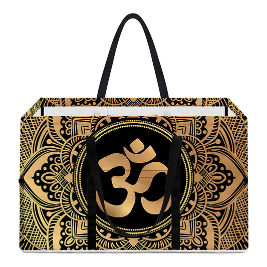 Gold Om Mandala Print Utility Tote Bag