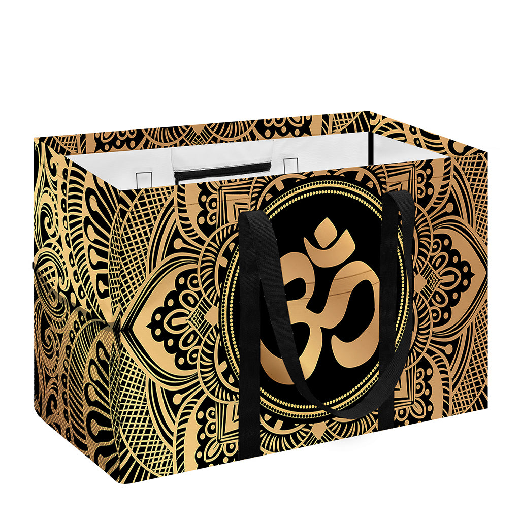 Gold Om Mandala Print Utility Tote Bag