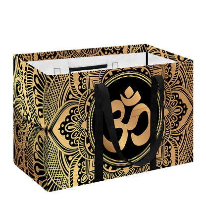 Gold Om Mandala Print Utility Tote Bag