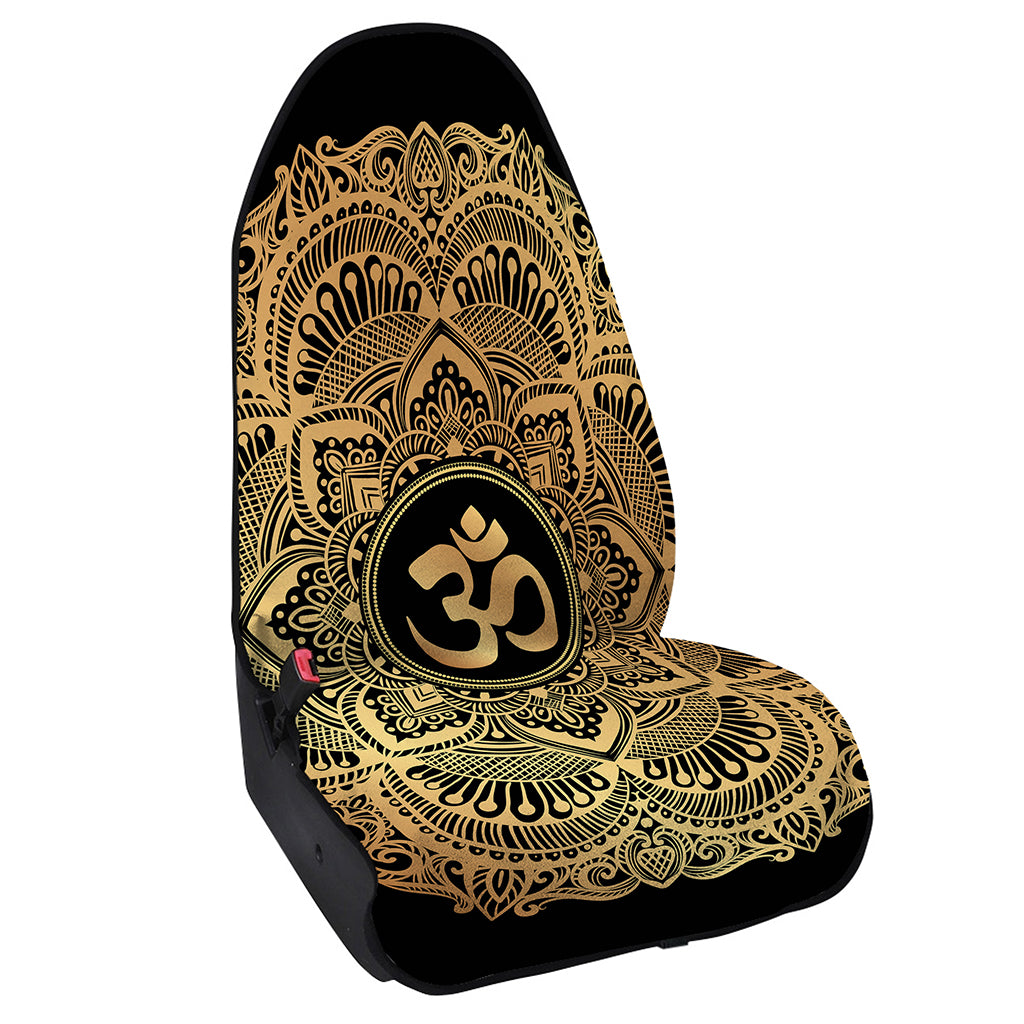 Gold Om Mandala Print Waterproof Car Seat Cover