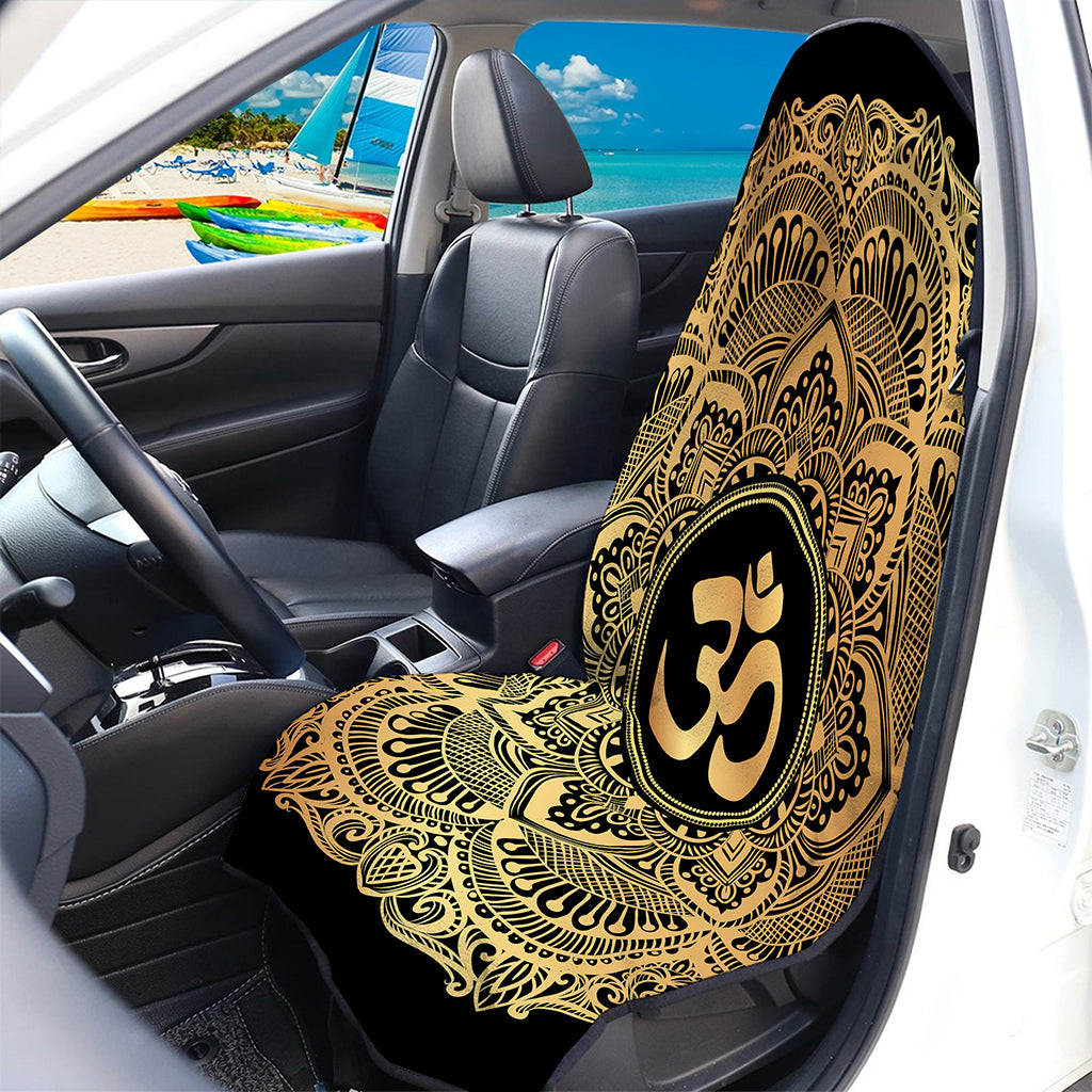 Gold Om Mandala Print Waterproof Car Seat Cover