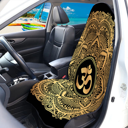 Gold Om Mandala Print Waterproof Car Seat Cover