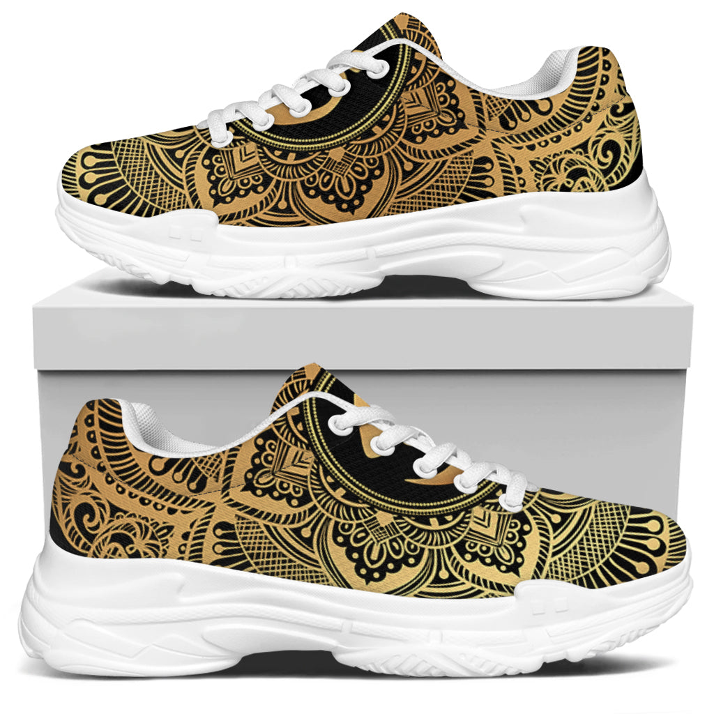 Gold Om Mandala Print White Chunky Shoes