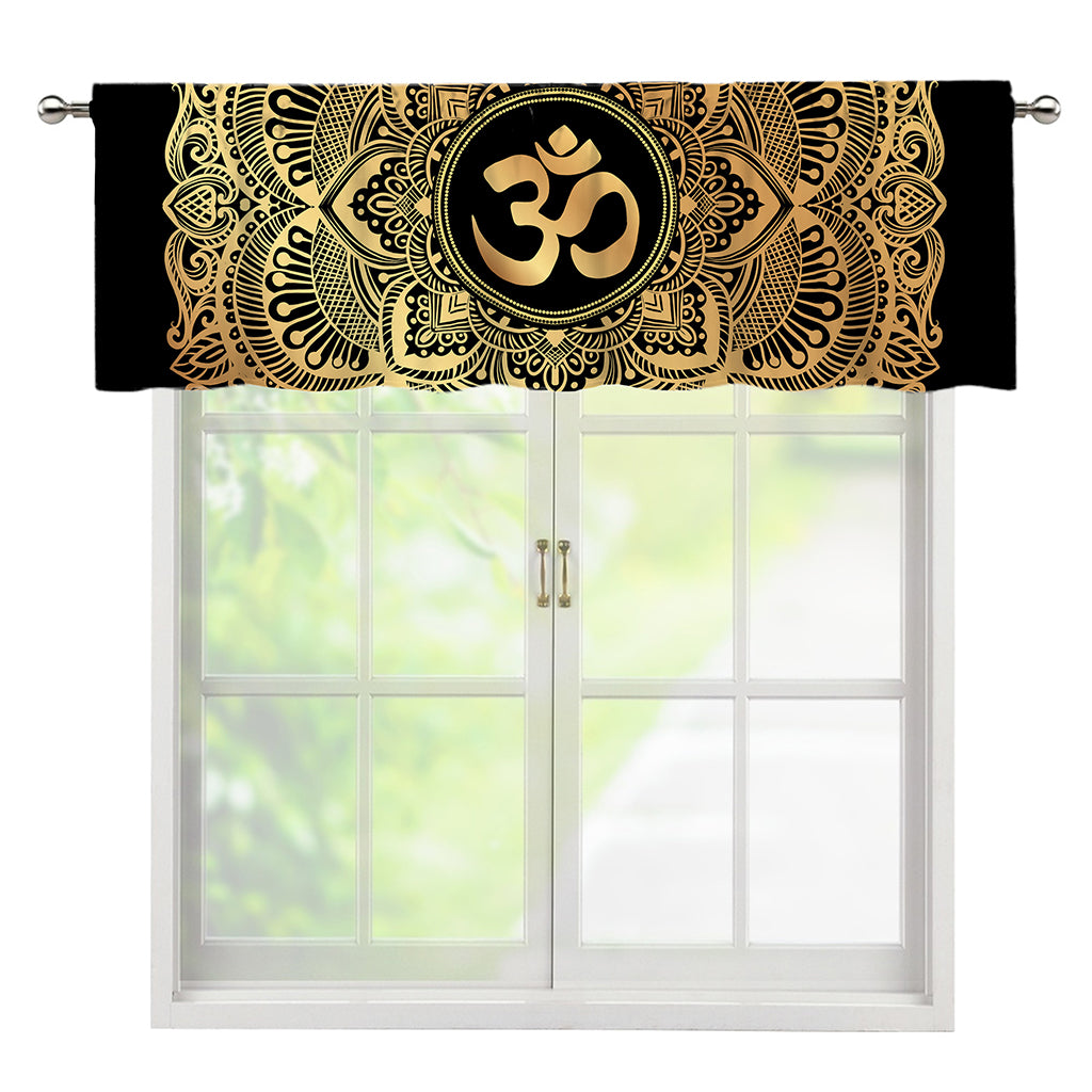 Gold Om Mandala Print Window Valance