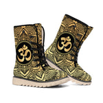 Gold Om Mandala Print Winter Boots