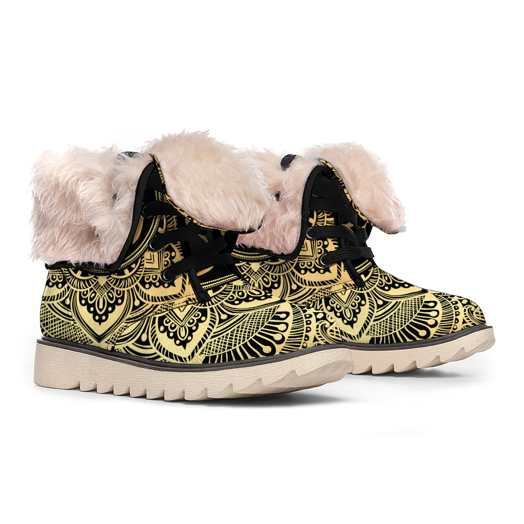 Gold Om Mandala Print Winter Boots