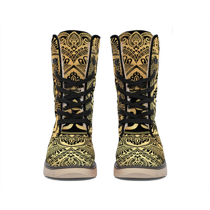 Gold Om Mandala Print Winter Boots