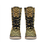 Gold Om Mandala Print Winter Boots