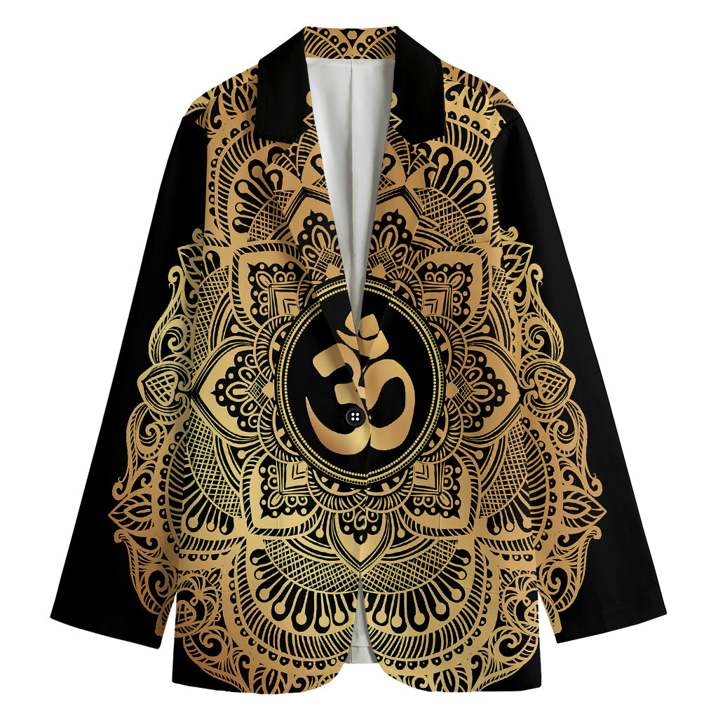 Gold Om Mandala Print Women's Blazer