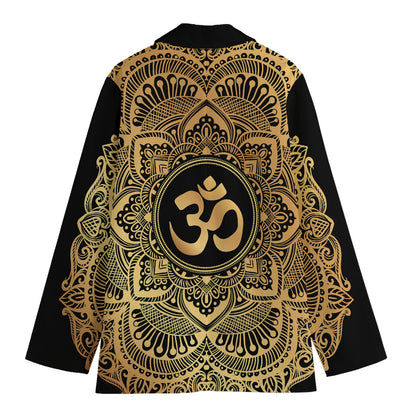 Gold Om Mandala Print Women's Blazer