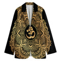 Gold Om Mandala Print Women's Cotton Blazer